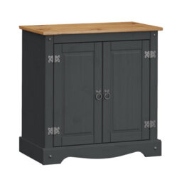 Mercers Furniture Corona Charcoal 2 Door Cupboard Sideboard Solid Wood Pine Wooden Painted Dark Grey - thumbnail 2