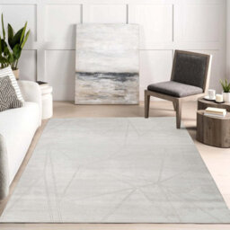 Novu Modern Abstract Geometric Living Room Area Rug Metallic- Mirage Beige 120Cm X 170Cm - thumbnail 1