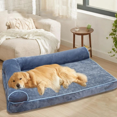 Dog Bed Pet L-Shape Bolster Bolstered Sleeping Sofa Couch-L - image 1