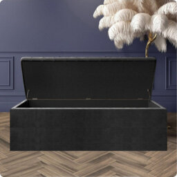 Safar 180Cm Wide Ottoman Storage Box - Black Naples Ottoman Box With Storage - thumbnail 2