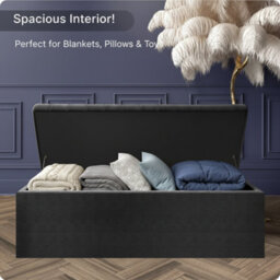 Safar 180Cm Wide Ottoman Storage Box - Black Naples Ottoman Box With Storage - thumbnail 5