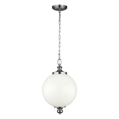Stylish 1 Bulb Ceiling Pendant Light In Highly Polished Nickel Finish