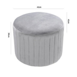 Grey Velvet Dressing Table Vanity Seat Stool Round Ottoman Pouffe Footstool - thumbnail 2