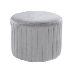 Grey Velvet Dressing Table Vanity Seat Stool Round Ottoman Pouffe Footstool - thumbnail 1