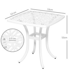 Outsunny Cast Aluminium Bistro Table With Umbrella Hole, White - thumbnail 3
