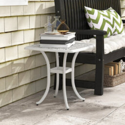 Outsunny Cast Aluminium Bistro Table With Umbrella Hole, White - thumbnail 7
