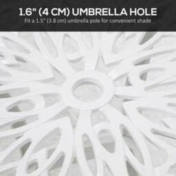 Outsunny Cast Aluminium Bistro Table With Umbrella Hole, White - thumbnail 4