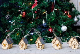Netagon Home Festive Battery Powered Christmas Wooden House Fairy String Lights - thumbnail 2