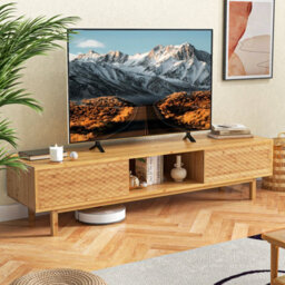 "Costway Bamboo Tv Stand For 65"" Tvs 160Cm Mid Century Modern Tv Console Table" - thumbnail 4