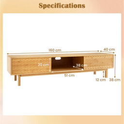 "Costway Bamboo Tv Stand For 65"" Tvs 160Cm Mid Century Modern Tv Console Table" - thumbnail 3