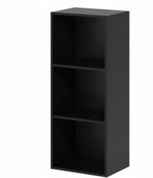 Biznest 3-Tier Wooden Bookcase Shelf Unit Open Luder Cube Home Decor Floor Standing Storage Living Room Furniture Black 80X30X24Cm - thumbnail 3