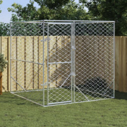 Walplus Outdoor Dog Kennel Silver 2X2X2 M Galvanised Steel
