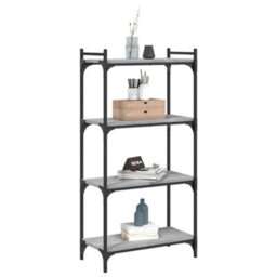 Berkfield Industrial Bookcase 4-Tier Grey Sonoma 60X30X120 Cm Engineered Wood - thumbnail 3