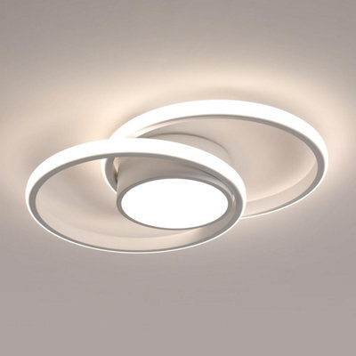 Pheashine White Double Ring Aluminium Led Flush Mount Ceiling Light 42W 4500K Natural White For Living Room, Bedroom, Kitchen - image 1