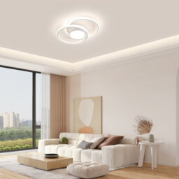 Pheashine White Double Ring Aluminium Led Flush Mount Ceiling Light 42W 4500K Natural White For Living Room, Bedroom, Kitchen - thumbnail 7