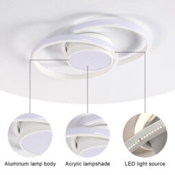 Pheashine White Double Ring Aluminium Led Flush Mount Ceiling Light 42W 4500K Natural White For Living Room, Bedroom, Kitchen - thumbnail 4