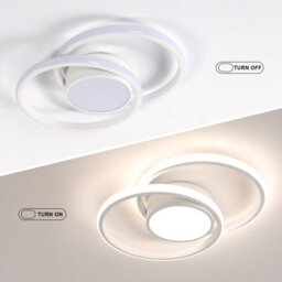 Pheashine White Double Ring Aluminium Led Flush Mount Ceiling Light 42W 4500K Natural White For Living Room, Bedroom, Kitchen - thumbnail 3