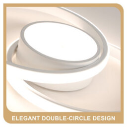Pheashine White Double Ring Aluminium Led Flush Mount Ceiling Light 42W 4500K Natural White For Living Room, Bedroom, Kitchen - thumbnail 6