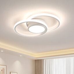 Pheashine White Double Ring Aluminium Led Flush Mount Ceiling Light 42W 4500K Natural White For Living Room, Bedroom, Kitchen - thumbnail 2