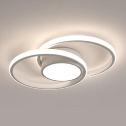 Pheashine White Double Ring Aluminium Led Flush Mount Ceiling Light 42W 4500K Natural White For Living Room, Bedroom, Kitchen - thumbnail 1