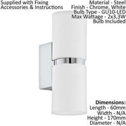 Stylish Chrome And White Wall Light With Gu10 Bulbs - Perfect For Modern Interiors - thumbnail 2