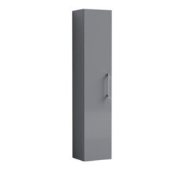 Balterley Bramshall Modern Bathroom 1 Soft Close Door Wall Hung Tall Storage Unit, Satin Grey With D-Shape Handle, 300 mm - thumbnail 1
