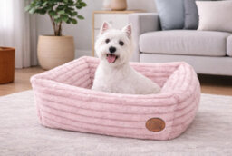 "Snug & Cosy Pets Alaska Faux Fur Dog Bed Pink-Uk Made Small 25 """ - thumbnail 1