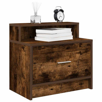 Berkfield Bedside Cabinets With Drawer 2 Pcs Smoked Oak 51X31X47 Cm - image 1
