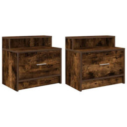 Berkfield Bedside Cabinets With Drawer 2 Pcs Smoked Oak 51X31X47 Cm - thumbnail 2