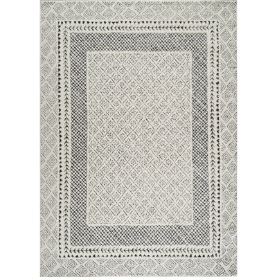 Livabliss Freud-Modern Ivory Black High Pile Living Dining Bedroom Rug 140 X 200 Cm Easy Care, Non Shedding - image 1