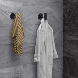 2 Pack Stainless Steel Wall-Mounted Bathroom Hooks, Waterproof And Rustproof Towel Holder For Kitchen, Black - thumbnail 5