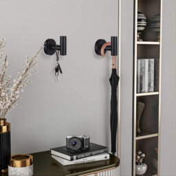 2 Pack Stainless Steel Wall-Mounted Bathroom Hooks, Waterproof And Rustproof Towel Holder For Kitchen, Black - thumbnail 4