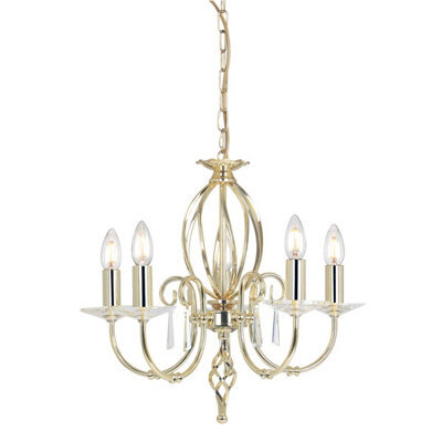 Luminosa Lighting Elstead Aegean 5 Light Chandelier Polished Brass Finish, E14 - image 1