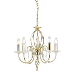 Luminosa Lighting Elstead Aegean 5 Light Chandelier Polished Brass Finish, E14