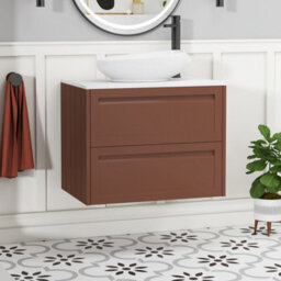 Royal Bathrooms Royal Bathroom Elmore 700mm Terracotta Clay Wall Mounted Countertop Bathroom Vanity Unit 2 Drawer With Nova Basin - thumbnail 1