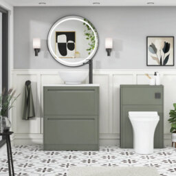 Royal Bathrooms Royal Bathroom Elmore 700mm Matt Green Freestanding Bathroom Vanity Unit 2 Drawer Plain White Worktop With Breeze Basin - thumbnail 5