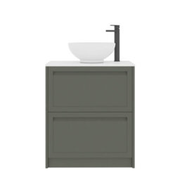 Royal Bathrooms Royal Bathroom Elmore 700mm Matt Green Freestanding Bathroom Vanity Unit 2 Drawer Plain White Worktop With Breeze Basin - thumbnail 7