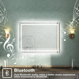 AVER-GROWTH Bluetooth Bathroom Mirror With 3 Colour Led Lights Demister Pad Anti-Fog Touch/wall Switch Vertical/horizontal 800X600mm - thumbnail 3