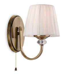 Luminosa Lighting Luminosa Langham 1 Light Single Indoor Wall Light (Switched) Antique Brass, Pleated Cream Shade, E14
