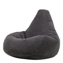 icon Dalton Cord Adults Bean Bag Recliner And Pouffe, Ready Filled Beanbag And Footstool Grey - thumbnail 6