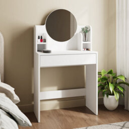 Gfw Idis Circular Mirror Dressing Table White - thumbnail 1