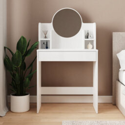 Gfw Idis Circular Mirror Dressing Table White - thumbnail 2