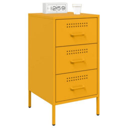 Berkfield Bedside Cabinets 2 Pcs Mustard Yellow 36X39X68 Cm Steel - thumbnail 3