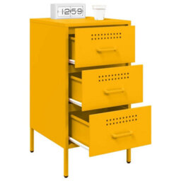 Berkfield Bedside Cabinets 2 Pcs Mustard Yellow 36X39X68 Cm Steel - thumbnail 4