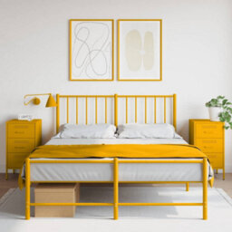 Berkfield Bedside Cabinets 2 Pcs Mustard Yellow 36X39X68 Cm Steel