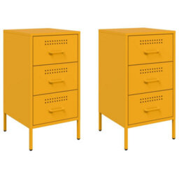 Berkfield Bedside Cabinets 2 Pcs Mustard Yellow 36X39X68 Cm Steel - thumbnail 2