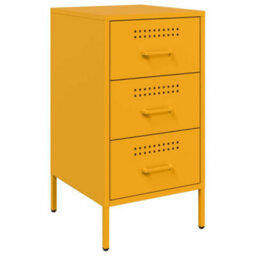 Berkfield Bedside Cabinets 2 Pcs Mustard Yellow 36X39X68 Cm Steel - thumbnail 5