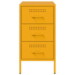 Berkfield Bedside Cabinets 2 Pcs Mustard Yellow 36X39X68 Cm Steel - thumbnail 6