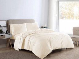Homespace Direct Ltd Plain Dye Flannelette Brushed Cotton Duvet Cover Set Cream - thumbnail 1