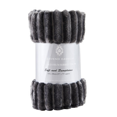Gc Gaveno Cavailia Fleece Blankets Double 150X200Cm Ribbed Cosy Bed Throw Blanket Extra Warm For Sofas, Chair, Couch Charcoal